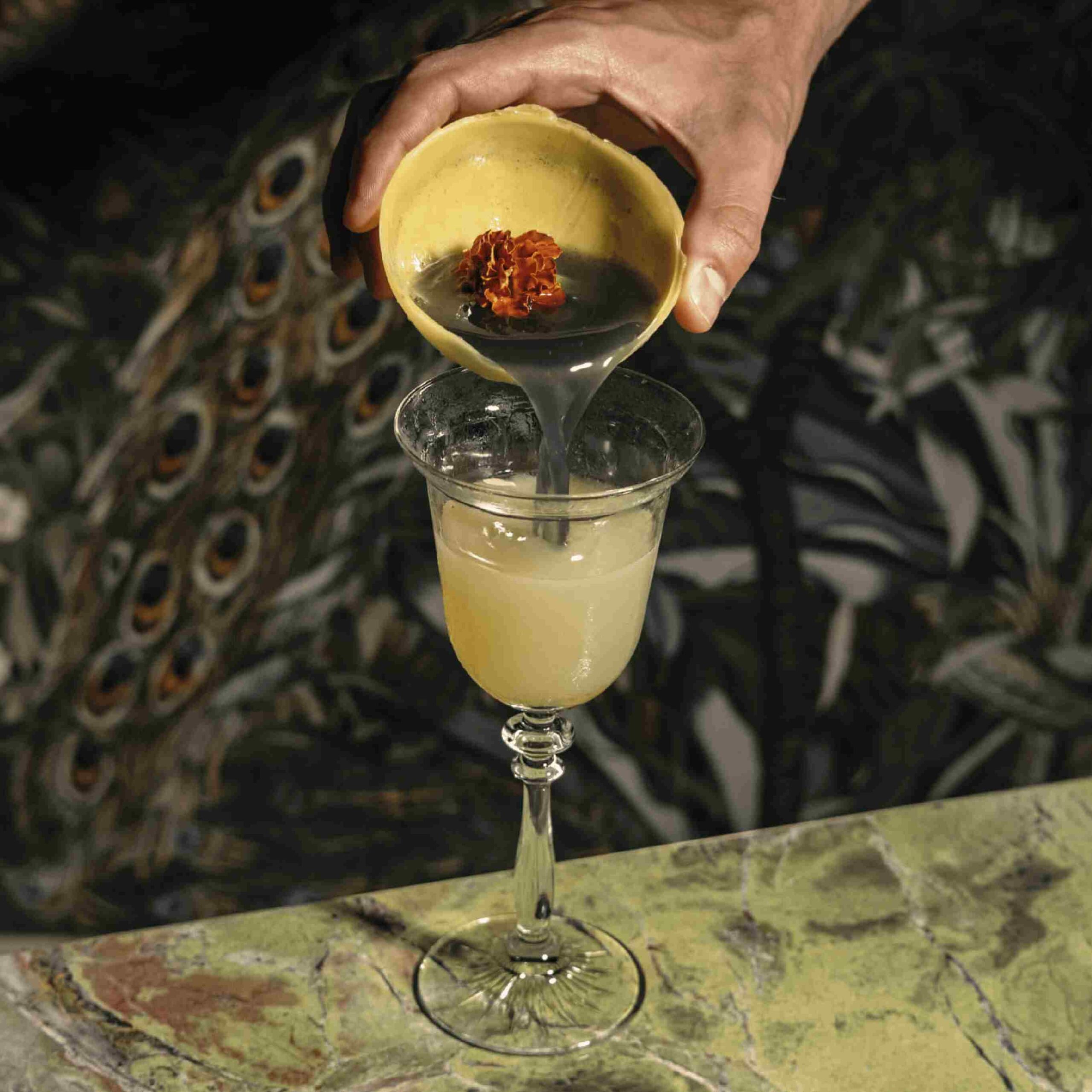 High-end signature cocktail presentation at Ruby Rays Indian fusion bar, St. Julian’s Malta